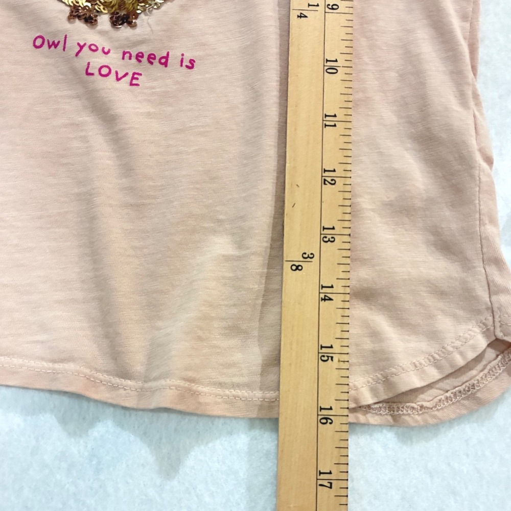 H&M Girls Owl Sequin Long Sleeve Cotton Top Pink Cute Casual‎ Size 6X/7 - Picture 7 of 8